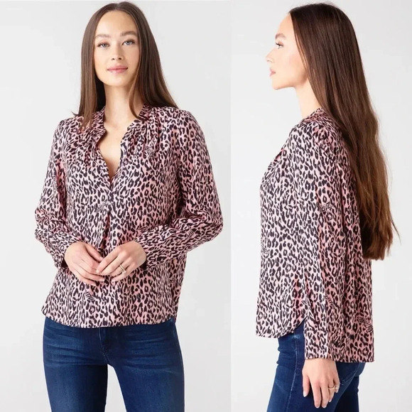 ZADIG&VOLTAIRE  Tink Squeleton Leopard Print Silk Blend Blouse - Rose medium - Picture 17 of 17